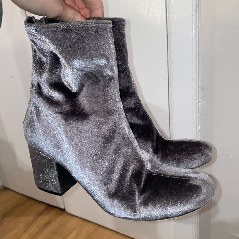 Free People Grey Velvet Booties